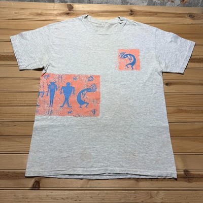 Vintage 90s Santa Fe Mexico Kokopelli Native American Art Graphic T-Shirt Large