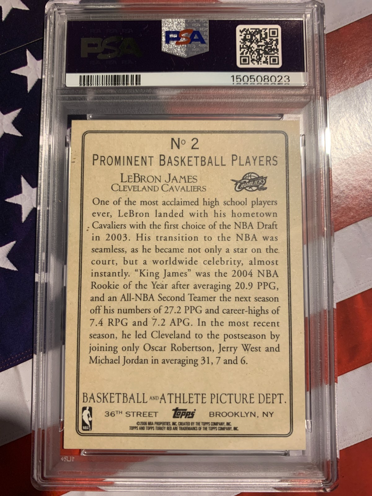 PSA 2006 LeBron James Topps Turkey Red, No.2      SUPER CLEAN/SHARP CARD view 6