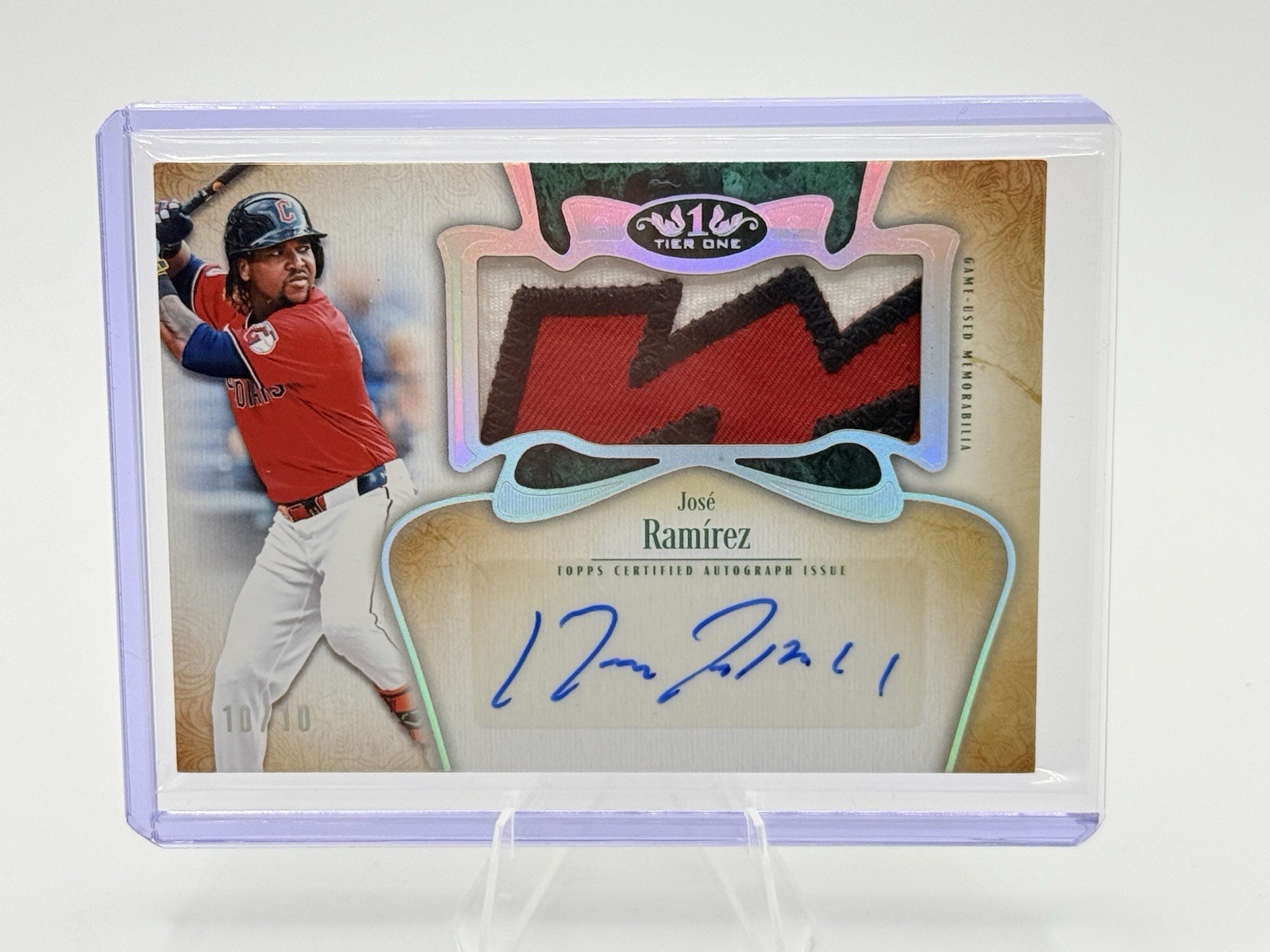 2026 Topps Tier One Jose Ramirez Jumbo Patch Auto 10/10 AT1JR-JR Guardians 🔥 view 1