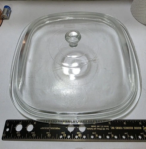 VTG Pyrex P-12-C Square Glass Domed Replacement Lid Clear 10.25” by Corning Ware