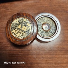 Chinese Zodiac Wooden Compass Astrology Calendar Bone  Inlaid Scene