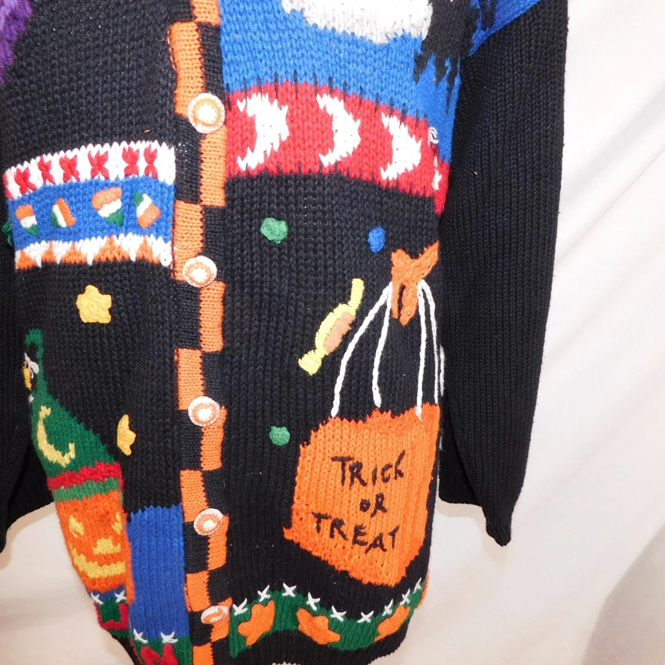 Vtg Heirloom Collectibles Womens Plus Sz 26 28 Halloween Knitted Sweater 90s - Image 3 of 4