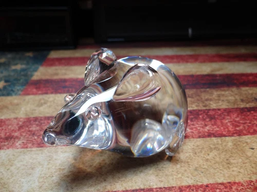 Vintage Steuben Glass Mouse Sculpture Electro Penciled "Steuben"