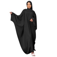 Muslim Dress for Women Pakistani Kaftan Abaya Robe One Size, Black Set