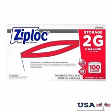 2 Gallon Storage Bags 100 Count Easy Open Tabs Zip Seal Food Saver Organizer New