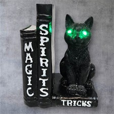 Halloween Black Cat with Light Up Green Eyes Magic Spirits Tricks Decor