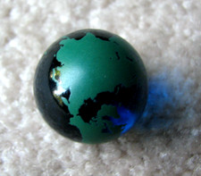 Planet Earth Blue Glass Marble Map World Globe Painted Design 7/8 Diameter