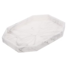 Bathroom Vanity Tray, 7.9"x6" Silicone Soap Dispenser Trays, Marble White