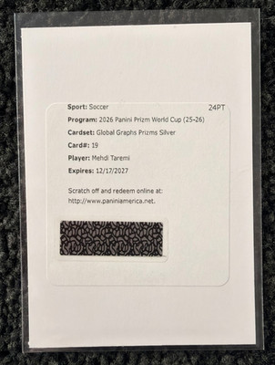 2026 Prizm World Cup Mehdi Taremi Global Graphs Silver Auto /75 Redemption IRAN