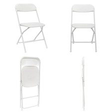 24 Pack Portable Plastic Folding Chairs Party Event Wedding Kitchen Chairs White