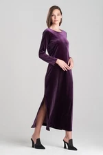 NATORI Natalie Velvet Lounger Long Sleeve Gown Blackberry Purple S M NEW