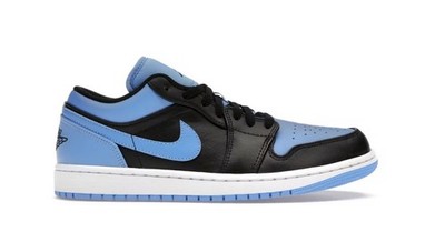 NEW AIR JORDAN 1 LOW MENS SHOES SIZE 11 BLACK UNIVERSITY BLUE'' 553558-041