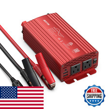 Bestek 500W Pure Sine Wave Power Inverter Dc 12V To Ac2 Outlets 110V Car