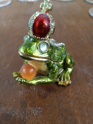 Unique Trinket box King Frog With  Crown And Crystals Vintage, collectible, rare