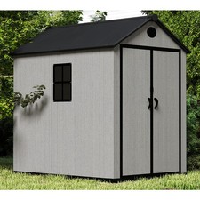Plastic Garden Storage Shed Outdoor Storage Includes Flooring Base, Window 6x8ft