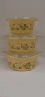 Set of 3 VTG Pyrex Shenandoah Covered Casserole Dishes 2.5L 1.5L 1L Yellow/Green