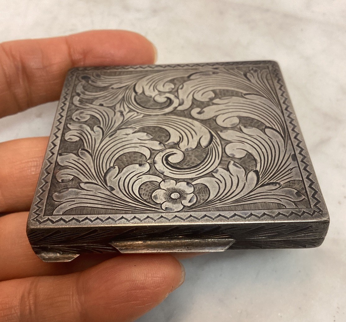 Antique Vintage Sterling Silver Makeup Compact Mirror Case Box | eBay