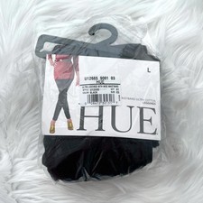 NWT HUE - Black Ultra Cotton Leggings with wide waistband, L
