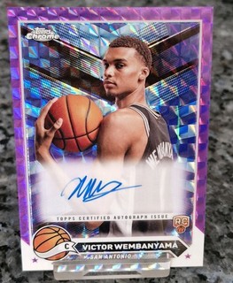 Victor Wembanyama Autograph Purple Geometric Refractor Topps chrome 2024 Rookie