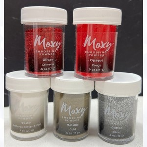 American Crafts MOXY EMBOSSING POWDERS Silver Gold Red Lot of 5