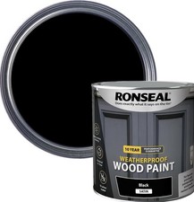 Image of Ronseal 10 Year Weatherproof Satin Wood Paint 750ml Black