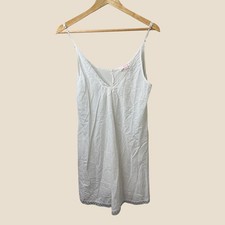 Oscar de la Renta Pink Label White Swiss Dot Cotton Lace Nightgown Slip Dress XL
