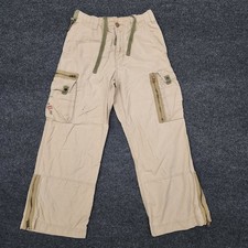 Y2K Abercrombie Boys Large Khaki Cargo Pants Utility Zip Pocket Skater Read 
