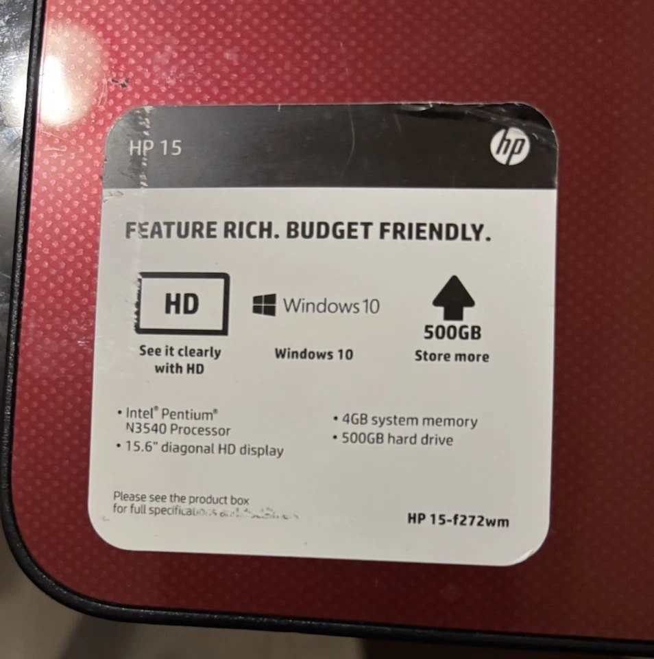 HP 15 Windows 10 15.6'' (500GB SSD Intel Pentium Red N3540 4GB RAM) - Image 2 of 4