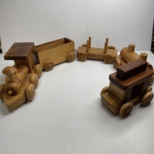 John West And Sons Toymakers Vintage Wooden Train Set 1980 5 Pieces
