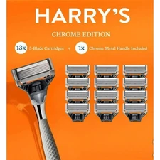 Harry's Chrome Edition Razor Set 13 x 5-Blade Cartridges + 1 Chrome Metal Handle
