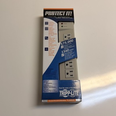 New Tripp Lite TLM626TEL 15 Surge Protector Strip, 6 Outlets, Led Status Lights