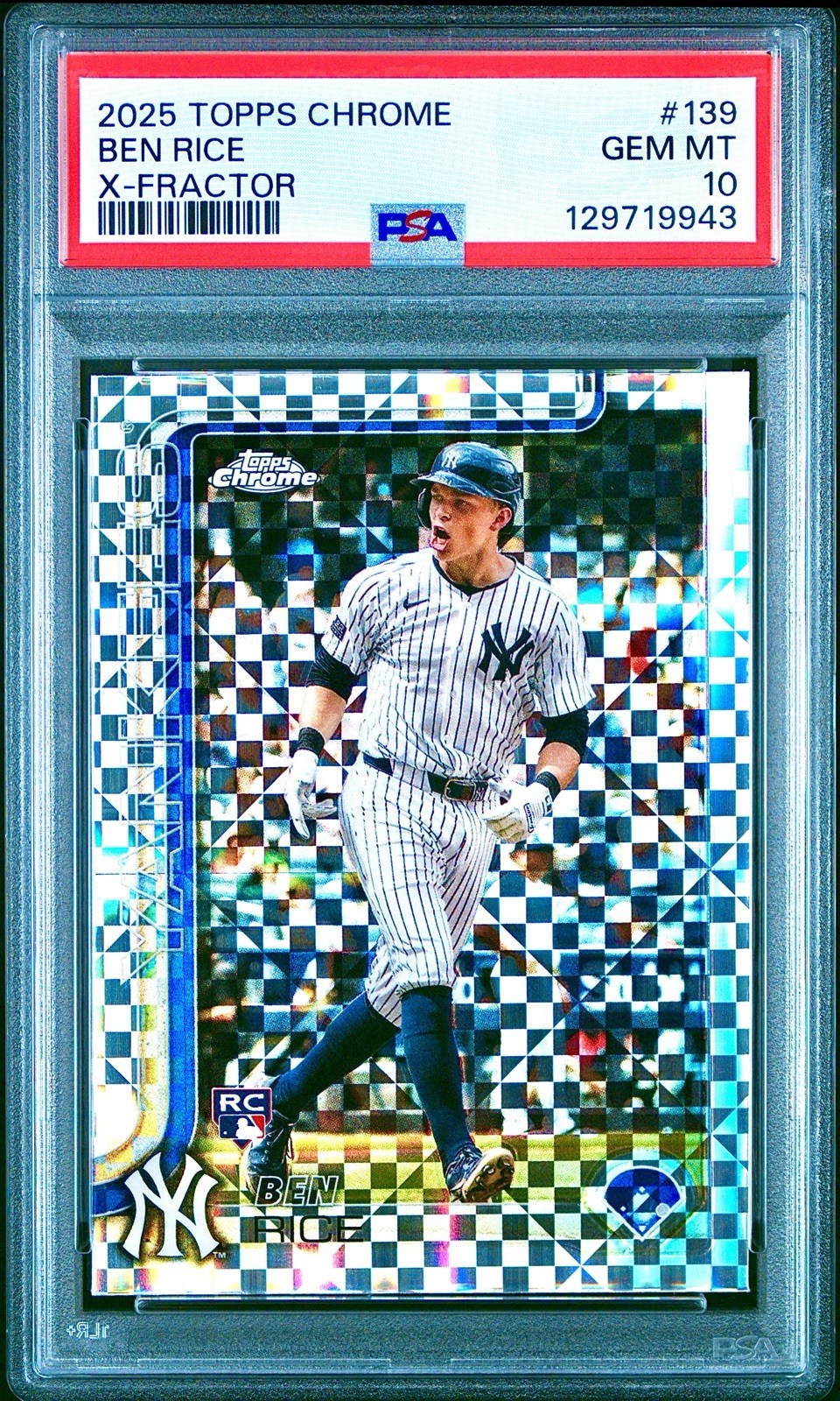 2025 Topps Chrome Ben Rice RC X-Fractor Xfractor RARE #139 NY YANKEES PSA 10 SP