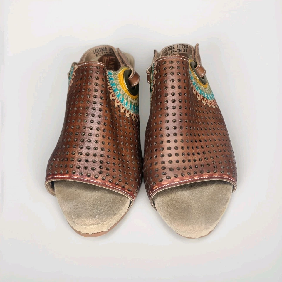 L'ARTISTE Spring Step Millie Boho Heel Slingback Sandals Leather US 6.5-7 - Image 4 of 4