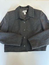 Vintage Pendleton Women  s Cropped Gray 100 Wool Blazer Size 12 Made In The USA