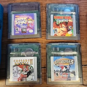 Nintendo Game Boy Color Teal Game Lot Donkey Kong Country Tony Hawk 3 Rugrats +