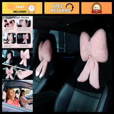 2 Pcs Pink Car Neck Pillow Set Plush Butterfly Bow Headrest Cute Neck Support