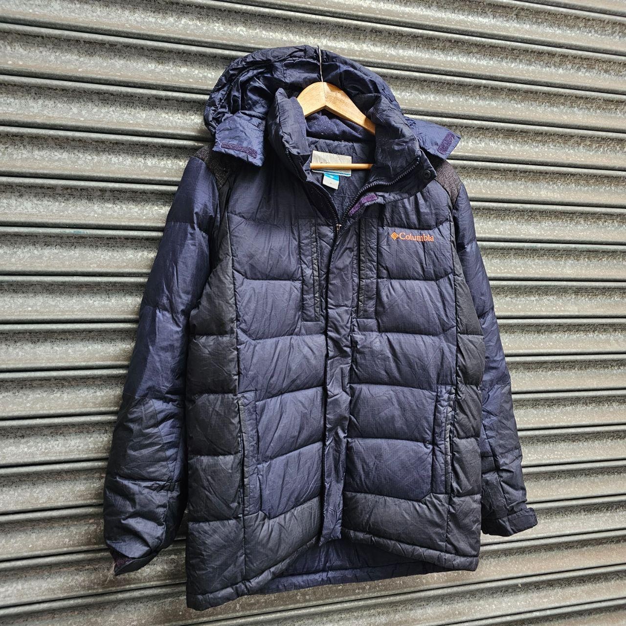 Columbia Men’s Down Puffer Jacket Navy Hooded Size M Outdoor Hiking Trail Coat thumbnail 3