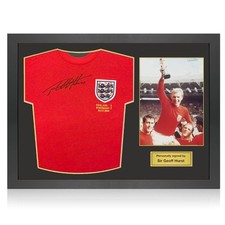 Sir Geoff Hurst Signed England 1966 World Cup Football Shirt. Icon Frame