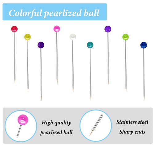 600PCS Sewing Pins Straight Pin for Fabric, Pearlized Ball Head Quilting Pins... - Picture 2 of 7