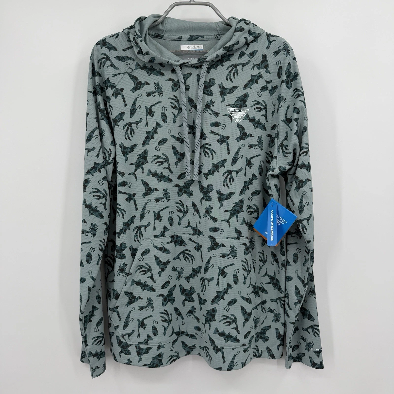 Columbia Men's PFG Wild Cast Camp Long Sleeve Hoodie T-Shirt Size S Omni-Shade
