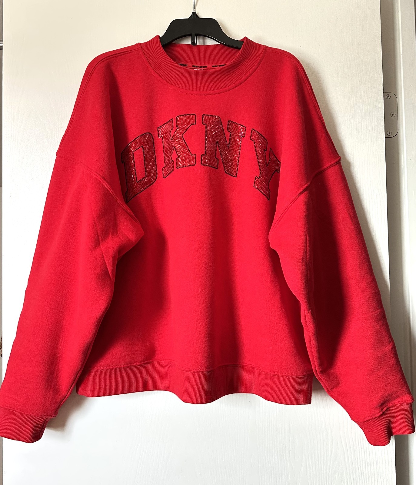 DKNY  RED Exploded Rhinestone LOGO Pullover Fleec… - image 5