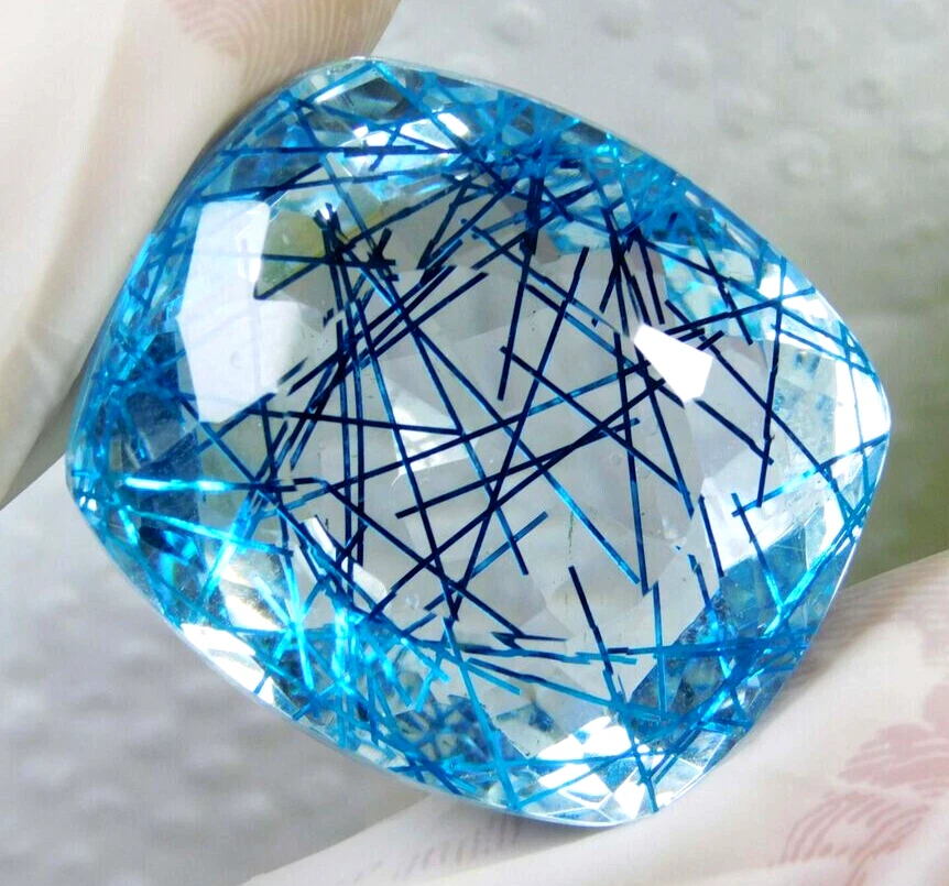 75.4 Ct. Large Rutilated Quartz Cushion Cut Loose Gemstone Gift for Daughter/Her - Image 3 of 4