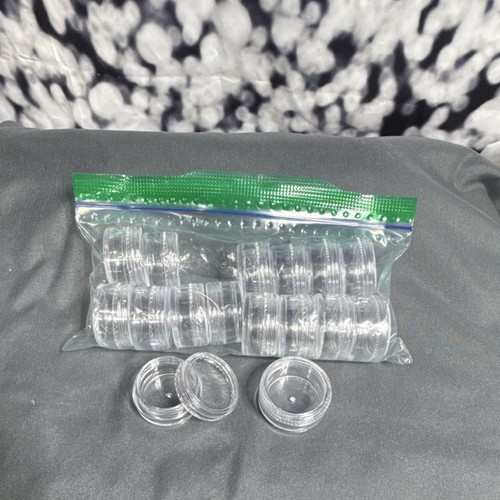 Clear Plastic Holders Round Storage Containers with Screw Lids 16 ct