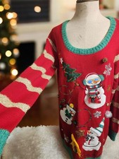 United States Sweaters Ugly Sweater Dress Knee Length Sz. L W/Bells.