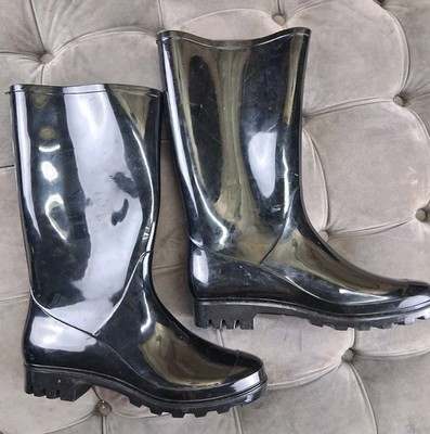 Time & Tru Galoshes Water Boots Black Women's Size 9