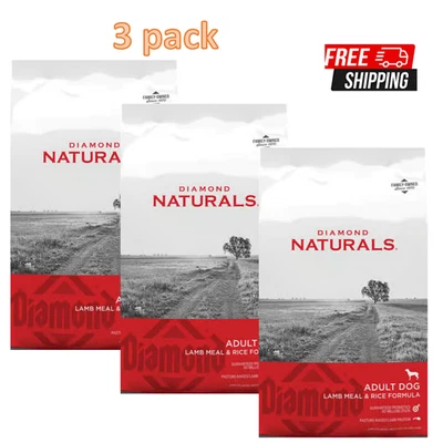 3 Pack, Diamond Naturals Adult Dog Lamb Meal & Rice Formula Dry Dog Food, 40 Lb