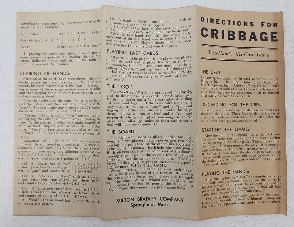 Juego de Cartas de Mesa Milton Bradley 4626-A Cribbage Años 60 De Colección - Clavijas de Metal Selladas Foto 4 de 4