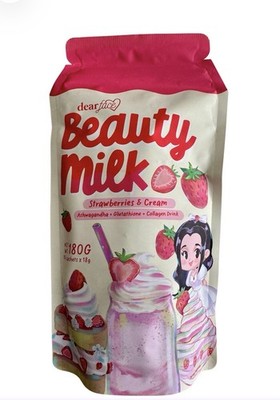 Dear Face Beauty Strawberries and Cream Collagen Drink, 10 Sachets x 18g