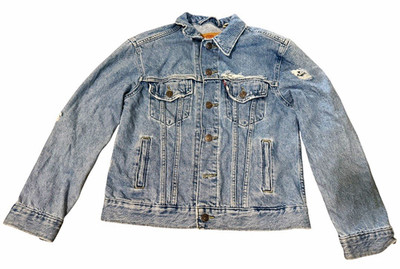 Levi s Blue Light Wash Jean Jacket Button Front w/ Pockets Short Point Collar