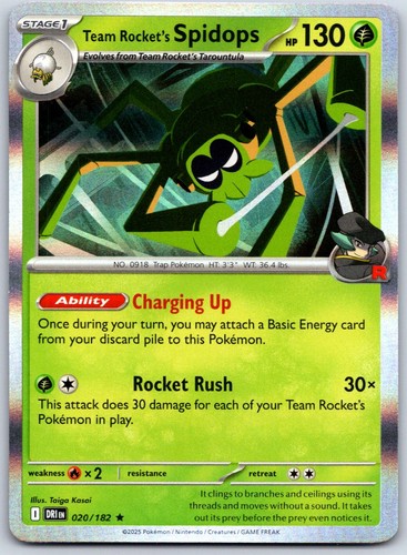 Team Rocket's Spidops 20/182 Holo Rare SV10: Destined Rivals 020/182 NM